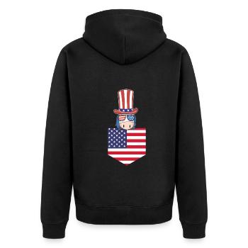 Unicorn Patriotic US Flag Unicorn Pocket 4th of - Unisex Premium Bio Zip Hoodie - Schwarz - Hinten - Nico (187cm)