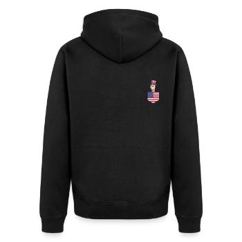 Patriotic Day Llama US Flag Llama Pocket 4th of - Unisex Premium Organic Zip Hoodie - black - Back - Nico (187cm)