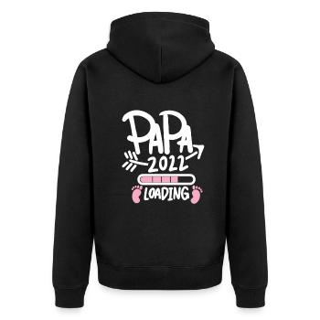 Papa 202 loading Tochter - Unisex Premium Bio Zip Hoodie - Schwarz - Hinten - Nico (187cm)