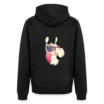Journée patriotique Lama Drapeau américain 4 juillet Patriotique - Veste à capuche bio Premium Unisexe - noir - Dos - Nico (187cm)