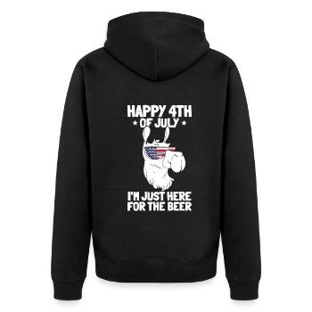 Joyeux 4 juillet, je suis juste ici pour la bière - Veste à capuche bio Premium Unisexe - noir - Dos - Nico (187cm)