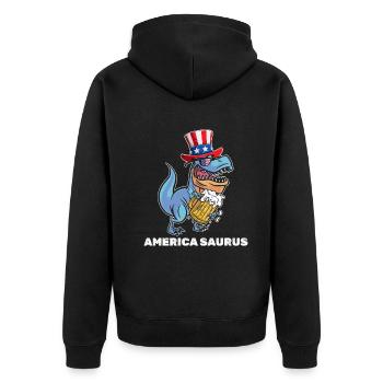 America Saurus Party Dino Patriotic 4th Of July - Unisex Premium Bio Zip Hoodie - Schwarz - Hinten - Nico (187cm)