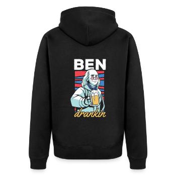 Ben Drankin Drôle Benjamin Citation Bière 4 Juillet - Veste à capuche bio Premium Unisexe - noir - Dos - Nico (187cm)
