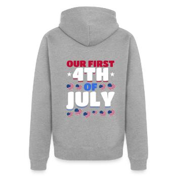 American Flag Hearts 4th Of July Party Notre première - Veste à capuche bio Premium Unisexe - gris chiné - Dos - Nico (187cm)