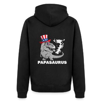 Papa Dinosaur Journée patriotique 4 juillet Dino - Veste à capuche bio Premium Unisexe - noir - Dos - Nico (187cm)