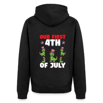Patriotic Dino Patriotic Dinosaur Our First 4th Of - Unisex Premium Bio Zip Hoodie - Schwarz - Hinten - Nico (187cm)