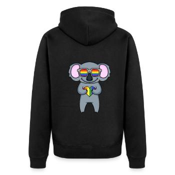 LGBT Tier Koala Regenbogen - Unisex Premium Bio Zip Hoodie - Schwarz - Hinten - Nico (187cm)