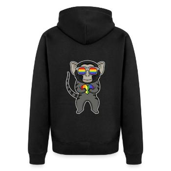 LGBT Animal Singe Ouistiti Arc-en-ciel - Veste à capuche bio Premium Unisexe - noir - Dos - Nico (187cm)
