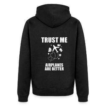 Airplane Pilot Saying Gift - Unisex Premium Organic Zip Hoodie - black - Back - Nico (187cm)