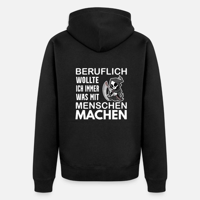 Sensenmann lustiger Spruch - Unisex Premium Bio Zip Hoodie - Schwarz