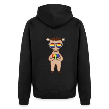 LGBT Animal Camel Rainbow - Unisex Premium Organic Zip Hoodie - black - Back - Nico (187cm)