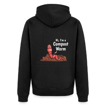 Hello I'm a compost worm Nice compost worm - Unisex Premium Organic Zip Hoodie - black - Back - Nico (187cm)