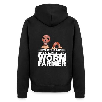 They said I was the best worm farmer worm - Unisex Premium Organic Zip Hoodie - black - Back - Nico (187cm)
