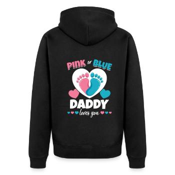 Papa rose ou bleu vous aime Baby Shower - Veste à capuche bio Premium Unisexe - noir - Dos - Nico (187cm)