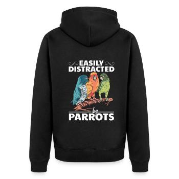 Parrot bird I easily get from parrots - Unisex Premium Organic Zip Hoodie - black - Back - Nico (187cm)