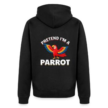 Lustiger Papageienvogel - So tun als wäre ich ein - Unisex Premium Bio Zip Hoodie - Schwarz - Hinten - Nico (187cm)