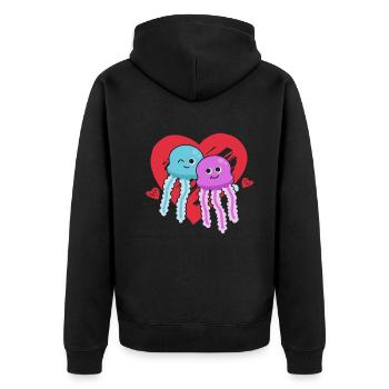Qualle mit Herz Quallen Herzen Quallen Quallen - Unisex Premium Bio Zip Hoodie - Schwarz - Hinten - Nico (187cm)