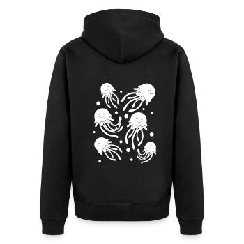 Quallen Aquarium Quallen Quallen Quallen - Unisex Premium Bio Zip Hoodie - Schwarz - Hinten - Nico (187cm)