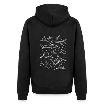 Shark Fish Shark Lovers Sharks Shark Big One - Unisex Premium Organic Zip Hoodie - black - Back - Nico (187cm)