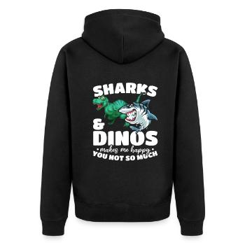 Sharks & Dinos me rend heureux que tu n’aimes pas ça - Veste à capuche bio Premium Unisexe - noir - Dos - Nico (187cm)