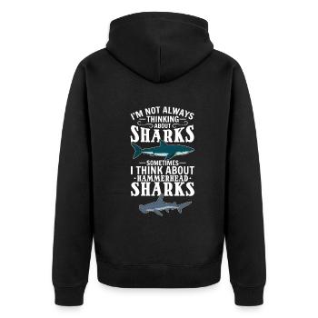 Requins-marteaux Je ne pense pas toujours aux requins - Veste à capuche bio Premium Unisexe - noir - Dos - Nico (187cm)