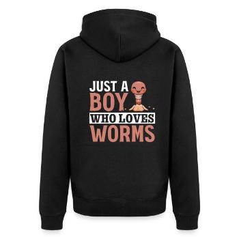 Worm Farmer Boy Compost Worms Je ne suis qu’un - Veste à capuche bio Premium Unisexe - noir - Dos - Nico (187cm)