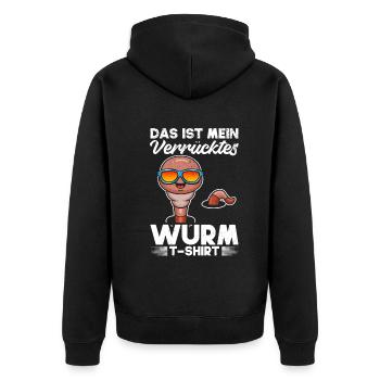 Das Ist Mein Verrücktes Wurm T-Shirt Wurm - Unisex Premium Bio Zip Hoodie - Schwarz - Hinten - Nico (187cm)