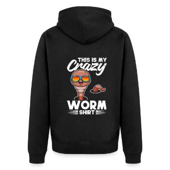 This is my crazy worm shirt Worm Farmer Cool - Unisex Premium Organic Zip Hoodie - black - Back - Nico (187cm)