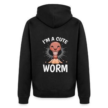 Compost Worm Lovers Sweet Worms I am a - Unisex Premium Organic Zip Hoodie - black - Back - Nico (187cm)