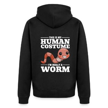 Das ist mein menschliches Kostüm Ich bin wirklich - Unisex Premium Bio Zip Hoodie - Schwarz - Hinten - Nico (187cm)