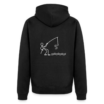 Funny stick figure fishworm compost worms - Unisex Premium Organic Zip Hoodie - black - Back - Nico (187cm)