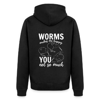 Les vers me rendent heureux tu ne me rends pas si drôle - Veste à capuche bio Premium Unisexe - noir - Dos - Nico (187cm)