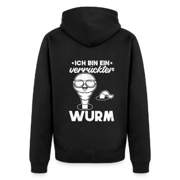 Lustiger Wurm Lustige Würmer I Ich Bin Ein - Unisex Premium Bio Zip Hoodie - Schwarz - Hinten - Nico (187cm)