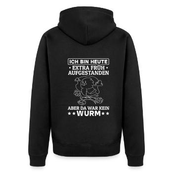 Ich Bin Heute Extra Früh Aufgestanden Aber Da War - Unisex Premium Bio Zip Hoodie - Schwarz - Hinten - Nico (187cm)