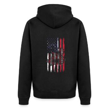 Seeigel mit US-Flagge 4. Juli Seeigel mit - Unisex Premium Bio Zip Hoodie - Schwarz - Hinten - Nico (187cm)