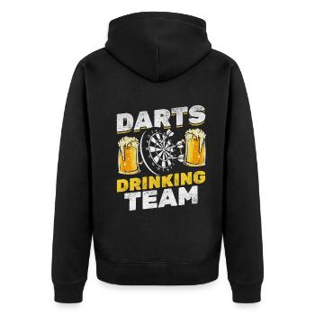 Darts Drinking Team Funny Darts Player - Unisex Premium Organic Zip Hoodie - black - Back - Nico (187cm)