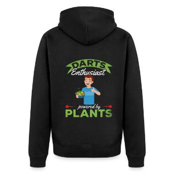 Passionné de fléchettes propulsé par des plantes végétaliennes - Veste à capuche bio Premium Unisexe - noir - Dos - Nico (187cm)