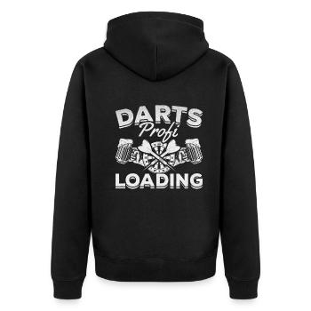 Dart Professional Loading Darts Game Play Darts Player - Unisex Premium Organic Zip Hoodie - black - Back - Nico (187cm)
