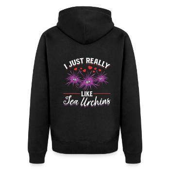 Sea urchin Sea creature I just like sea urchins - Unisex Premium Organic Zip Hoodie - black - Back - Nico (187cm)