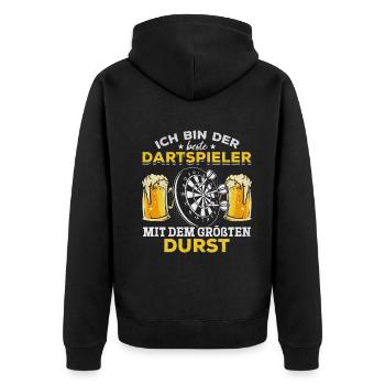 Ich bin der beste Dartspieler mit dem größten - Unisex Premium Bio Zip Hoodie - Schwarz - Hinten - Nico (187cm)