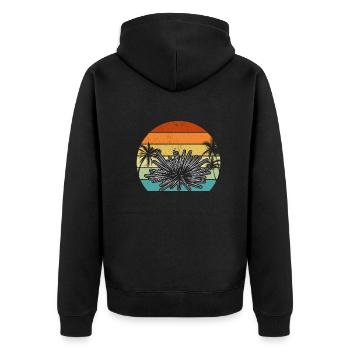 Retro Sea Urchin Sunset Sea Urchin Lovers - Unisex Premium Organic Zip Hoodie - black - Back - Nico (187cm)