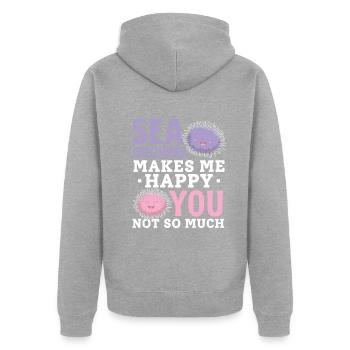 Seeigel machen mich glücklich Du nicht so - Unisex Premium Bio Zip Hoodie - Grau meliert - Hinten - Nico (187cm)