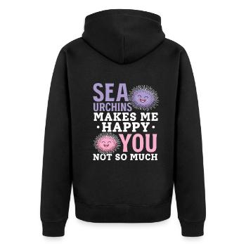 Seeigel machen mich glücklich Du nicht so - Unisex Premium Bio Zip Hoodie - Schwarz - Hinten - Nico (187cm)