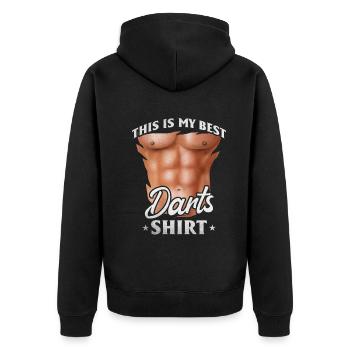 Play darts game This is my best - Unisex Premium Organic Zip Hoodie - black - Back - Nico (187cm)