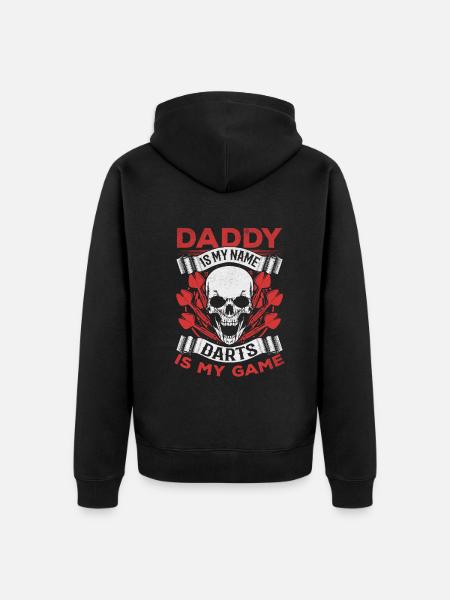 Far hedder dart er mit spil - Premium økologisk unisex-hættejakke - sort