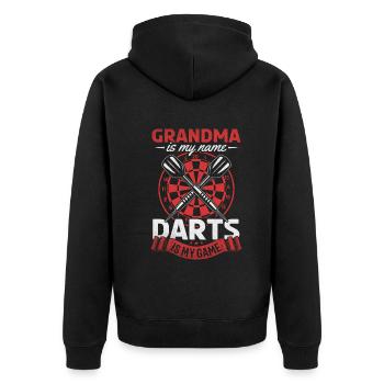 Grand-mère est mon nom Darts Is My Game - Grand-mère - Veste à capuche bio Premium Unisexe - noir - Dos - Nico (187cm)