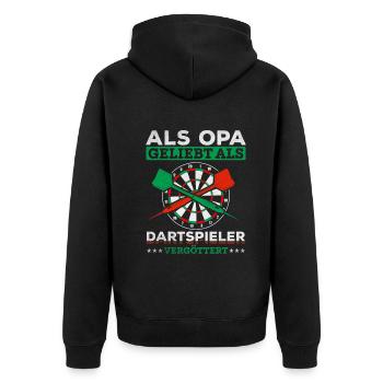Als Opa geliebt als Dartspieler vergöttert Opa - Unisex Premium Bio Zip Hoodie - Schwarz - Hinten - Nico (187cm)