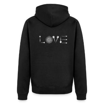 LOVE Darts Game Darts Board Darts Players Play - Unisex Premium Organic Zip Hoodie - black - Back - Nico (187cm)