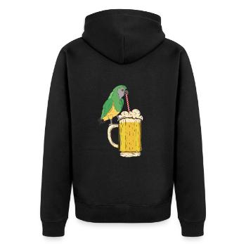 Papagei Bier Papagei Vogelliebhaber Lustiger - Unisex Premium Bio Zip Hoodie - Schwarz - Hinten - Nico (187cm)
