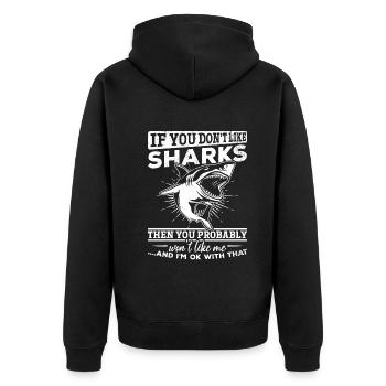 Citation de requin I Grand poisson de requin blanc Drôle de requin - Veste à capuche bio Premium Unisexe - noir - Dos - Nico (187cm)